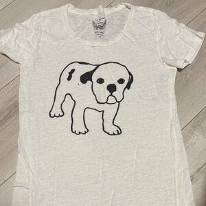 J. Crew White Bulldog Graphic Tee